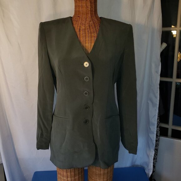 Evan-Picone Women's 8 Green Silk Blazer Jacket